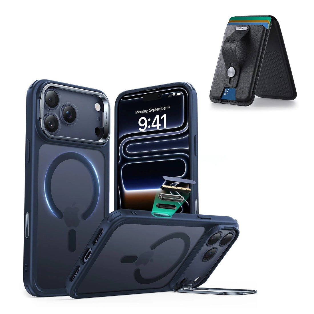 iPhone 17 Pro Max Classic Hybrid Magsfae Case With Magsafe Wallet Frosted Blue