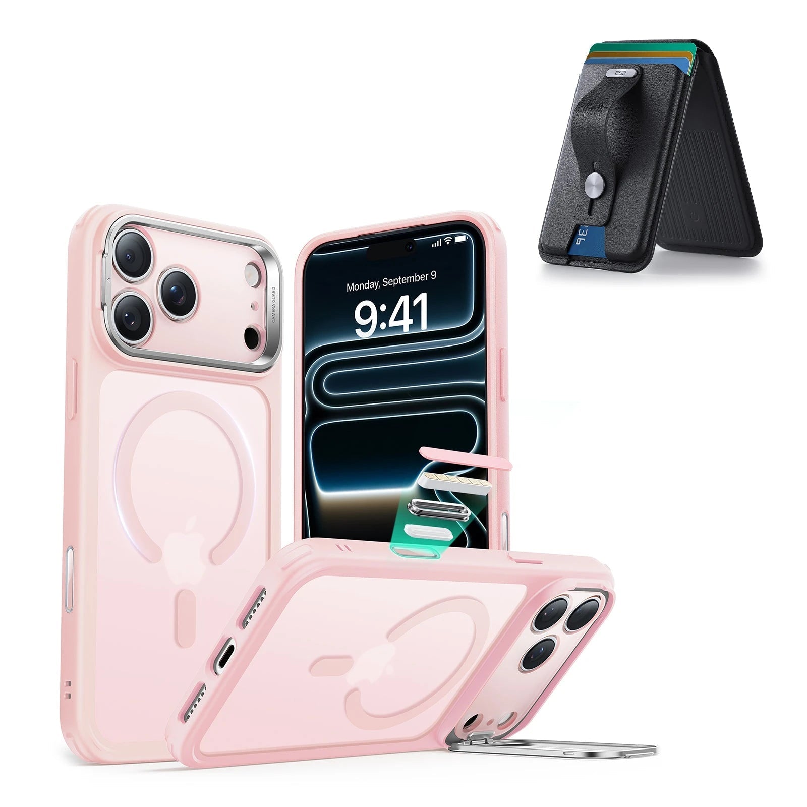 iPhone 17 Pro Max Classic Hybrid Magsfae Case With Magsafe Wallet  Frosted Bubblegum Pink