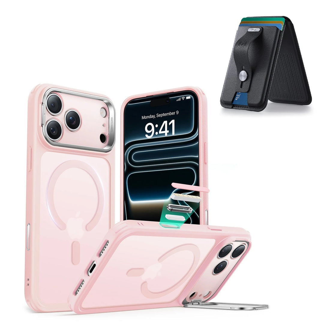 iPhone 17 Pro Max Classic Hybrid Magsfae Case With Magsafe Wallet  Frosted Bubblegum Pink