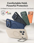 iPhone 17 Pro Max Cloud Soft Silicone Magsfae Case with Stand Light Tan Comfortable Hold Powerful Protection