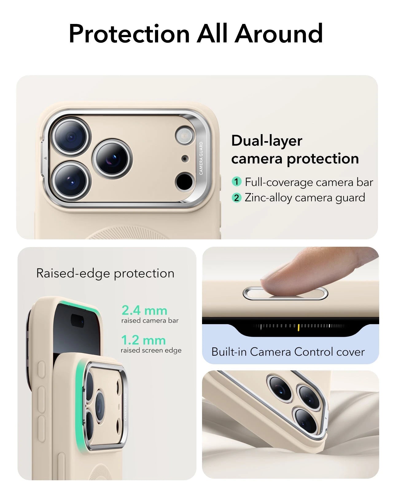 iPhone 17 Pro Max Cloud Soft Silicone Magsfae Case with Stand Light Tan Protection All Around