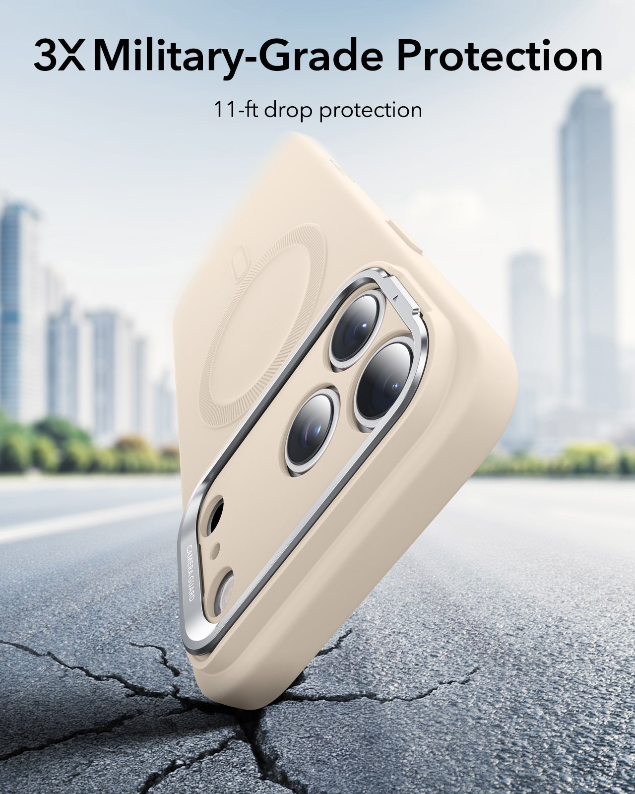 iPhone 17 Pro Max Cloud Soft Silicone Magsfae Case with Stand Light Tan 3X Military Grade Protection