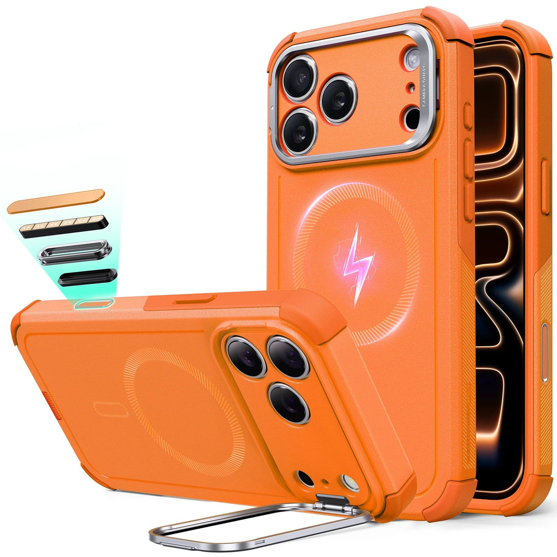 iPhone 17 Pro Max Cyber Tough Magnetic Case (Camera Control, Stash Stand) - Orange ESR ESR