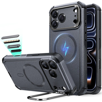iPhone 17 Pro Max Cyber Tough Magnetic Case (Camera Control, Stash Stand) - Space Gray ESR ESR