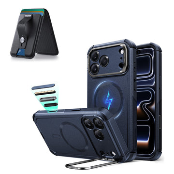 iPhone 17 Pro Max Cyber Tough Magsafe Case with Magsafe Wallet Find My Navy Blue