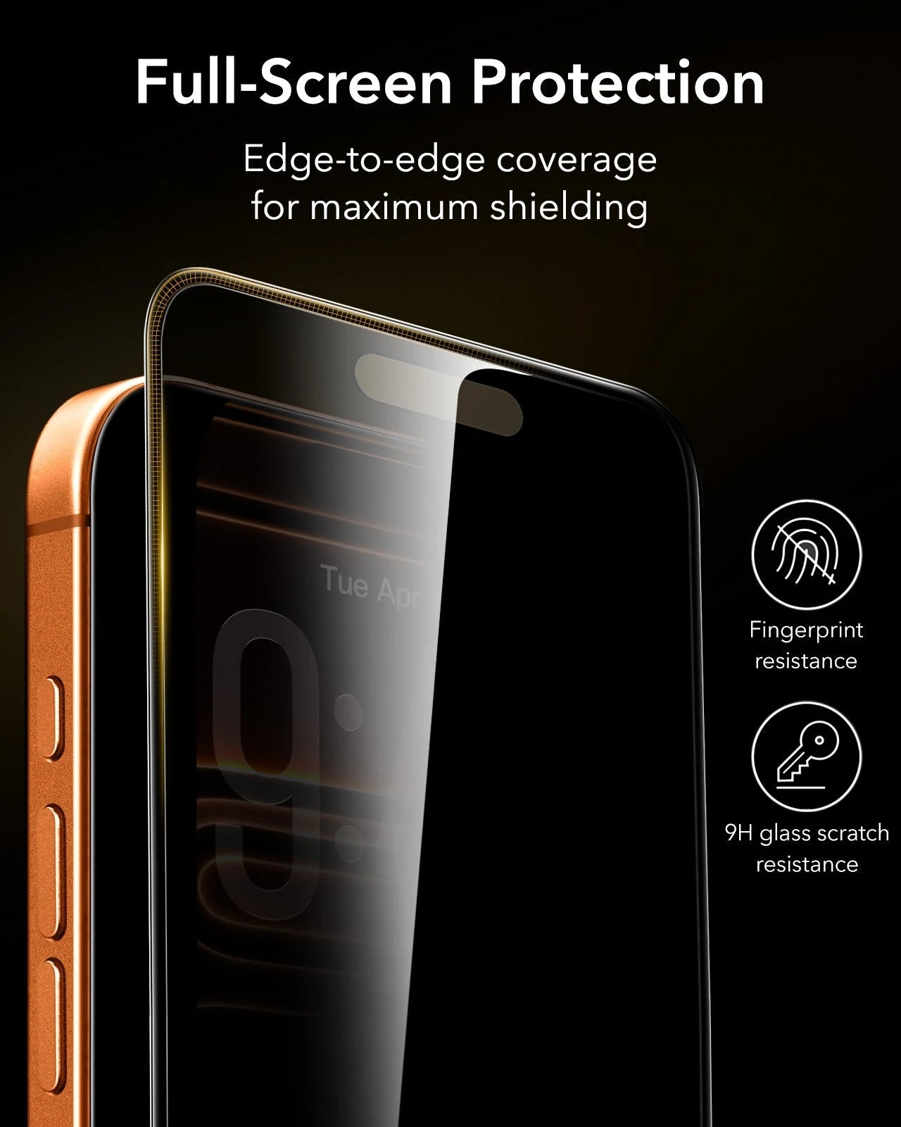 ESR iPhone 17 Pro Corning Glass Privacy Screen Protector full scren protection