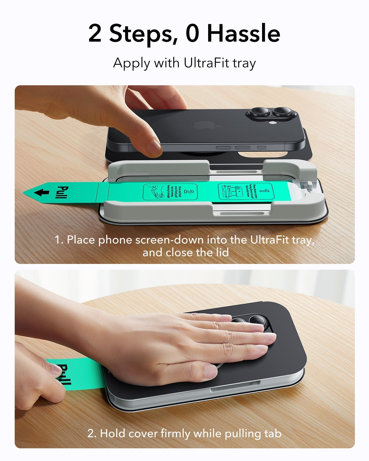 ESR iPhone 17 Tempered Glass Screen Protector apply with ultrafit tray