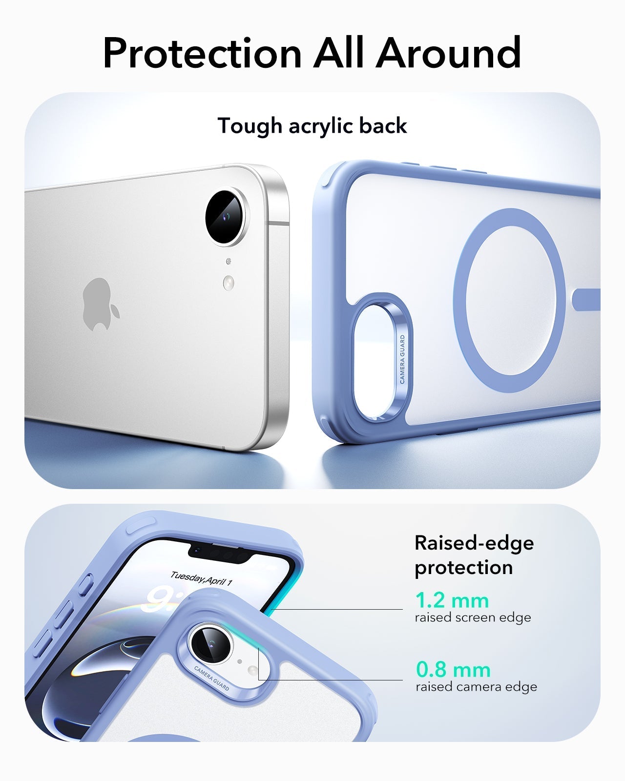 ESR iPhone 17e Classic Hybrid Magsafe Case Frosted Light Blue Protection All Around