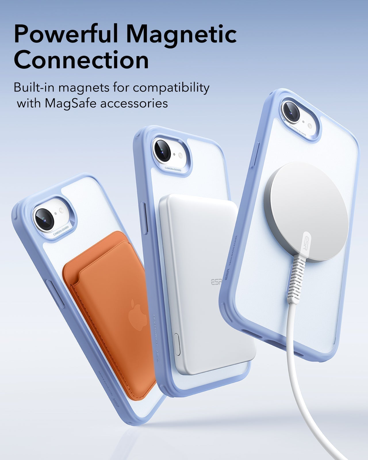 ESR iPhone 17e Classic Hybrid Magsafe Case Frosted Light Blue Powerful Magnetic Connection