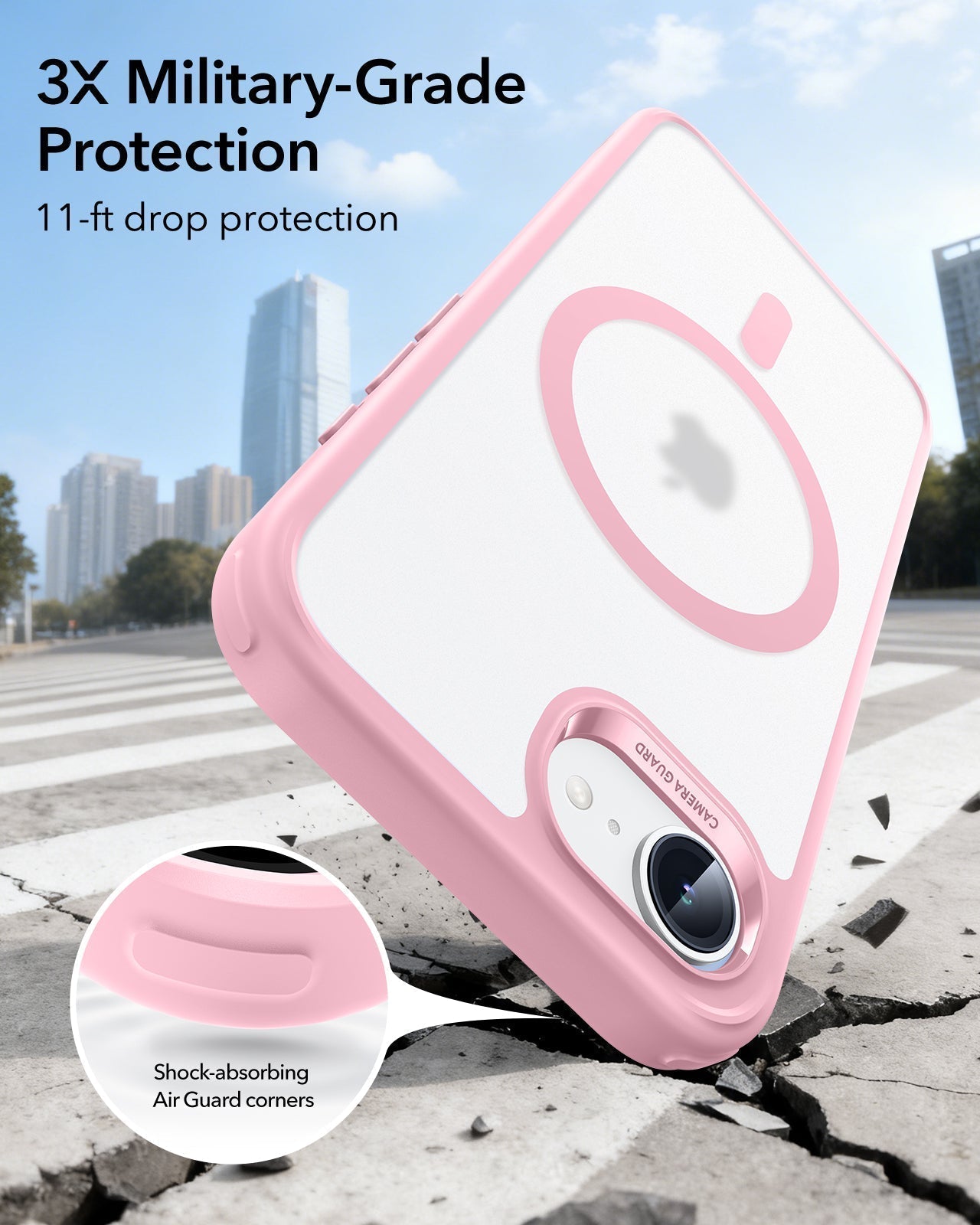 ESR iPhone 17e Classic Hybrid Magsafe Case Frosrted Light Pink 3X Military-Grade Protection