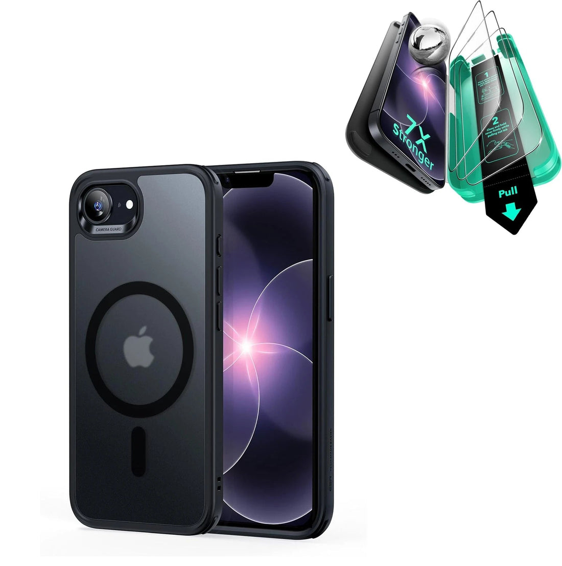  iPhone 17e Classic Hybrid Magsafge Case with Armorite Temepered Glass Screen Protector Frosted Black