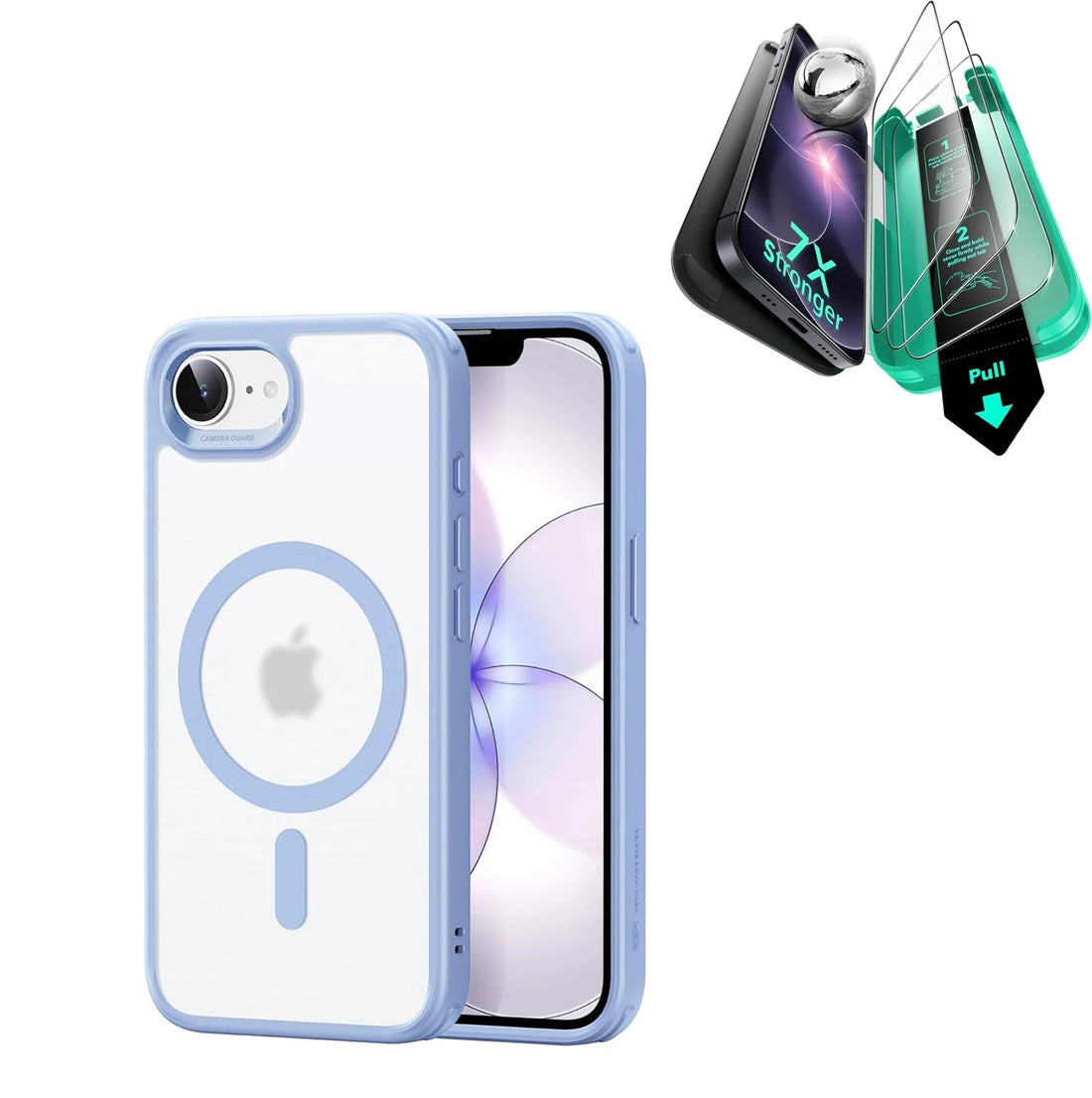  iPhone 17e Classic Hybrid Magsafge Case with Armorite Temepered Glass Screen Protector Frosted Light Blue
