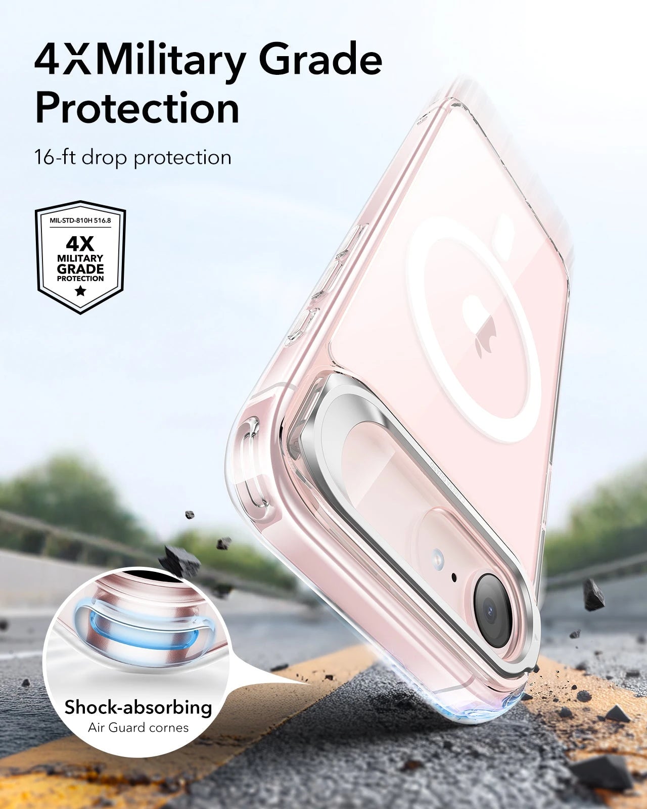 ESR iPhone 17e Classic Hybrid Magsafe Case with Stand Clear 4X Military-Grade Protection