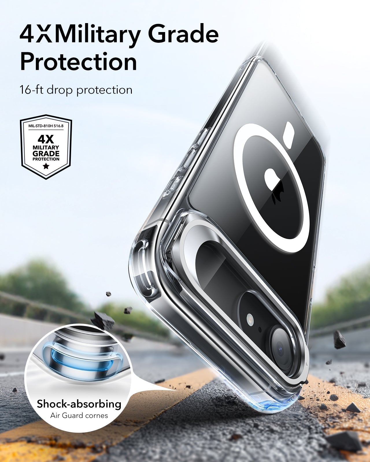 ESR iPhone 17e Classic Hybrid Magsafe Case with Stand Clear 4X Military-Grade Protection