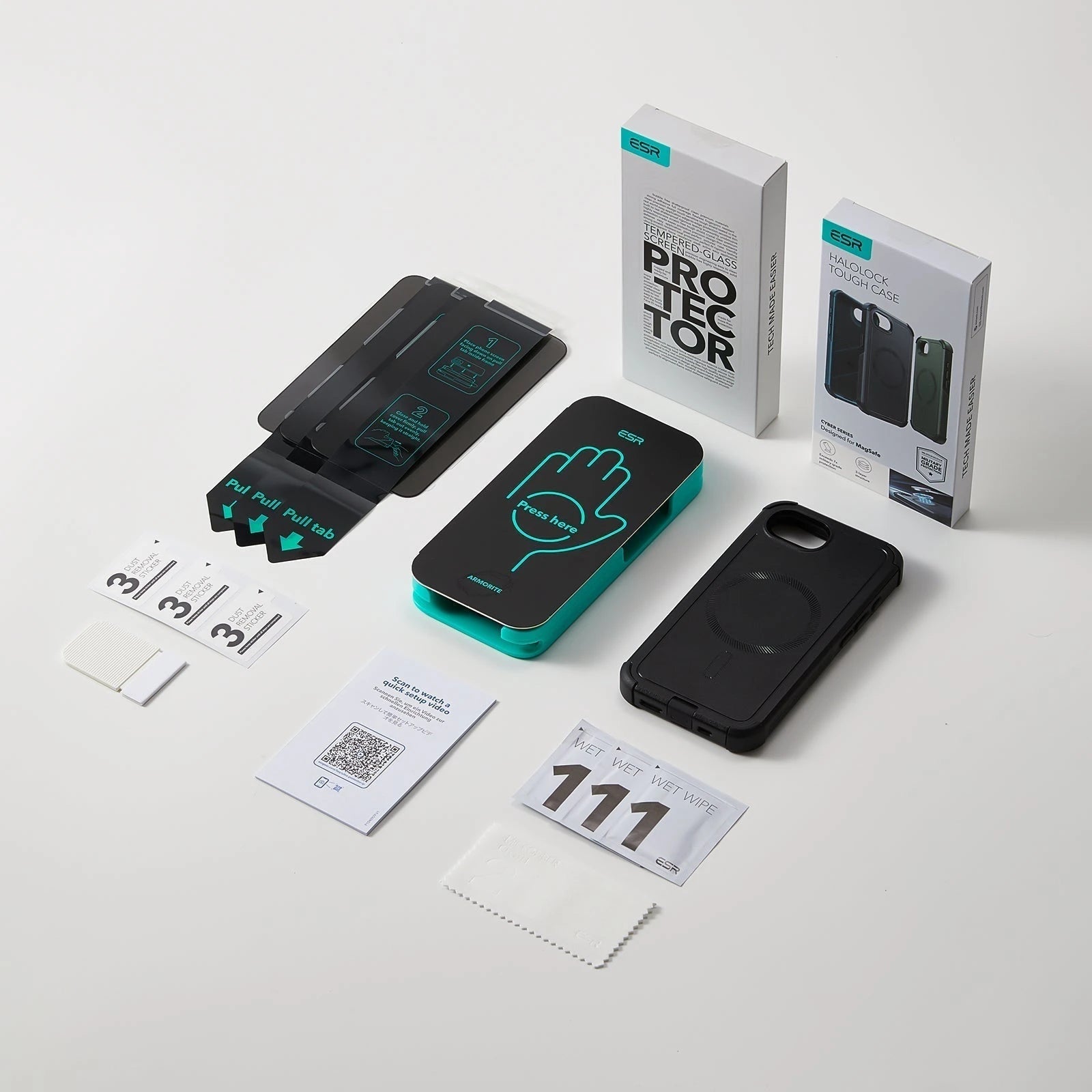 ESR iPhone 17e Cyber Tough Mgsafe Case with Armorite Privacy Screen Protector Set