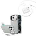 iPhone 18 Pro Atelier Vegan Leather Magnetic Case with Camera Control and Flex Stand, Plus Xtend 45W Retractable Charger Bundle - Gray