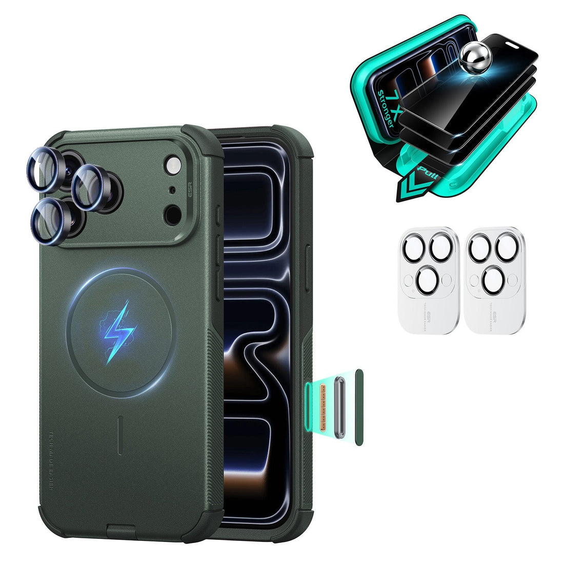 iPhone 18 Pro Bundle Cyber Tough Magnetic Case & Armorite®️ Privacy Screen Protector - Olive Green ESR ESR