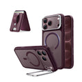 iPhone 18 Pro Classic Hybrid Magnetic Case with Camera Control and Flex Stand, Plus Geo Wallet Stand Bundle - Burgundy
