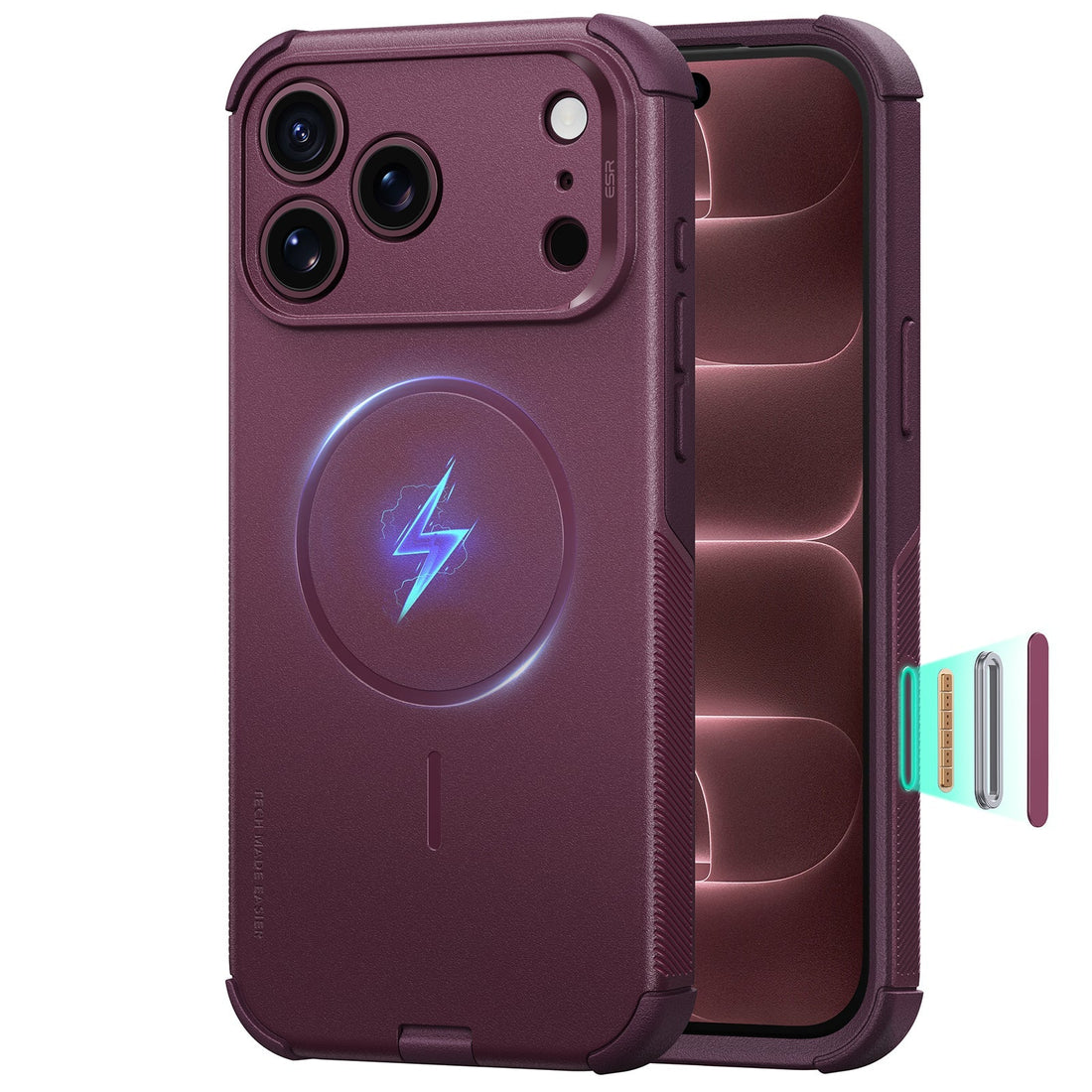 Deep Burgundy iPhone 18 Pro Case Tough Phone Case with Magsafe