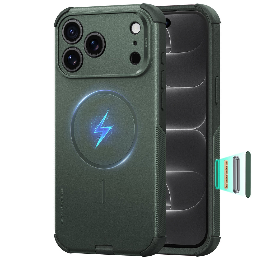 Green iPhone 18 Pro Case Tough Phone Case with Magsafe