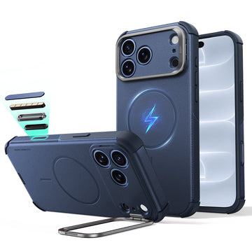 Navy blue iPhone 18 Pro Tough Phone Case Magsafe with Stand 
