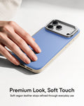 Misty Blue Vegan Leather iPhone 18 Pro Max Magsafe Case with Stand Premium Look, Soft Touch