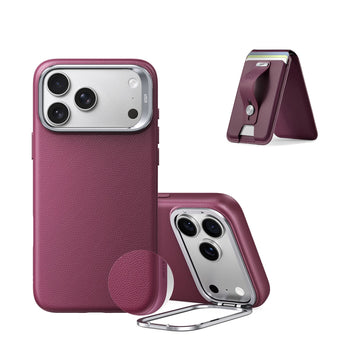 iPhone 18 Pro Max Atelier Silicone Leather Magnetic Case with Camera Control and Flex Stand, Plus Geo Wallet Stand Bundle