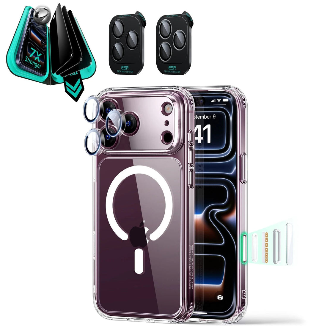 Clear iPhone 18 Pro Max Magsafe Slim Phone Case with armorite tempered glass privacy screen protector and camera lens protector