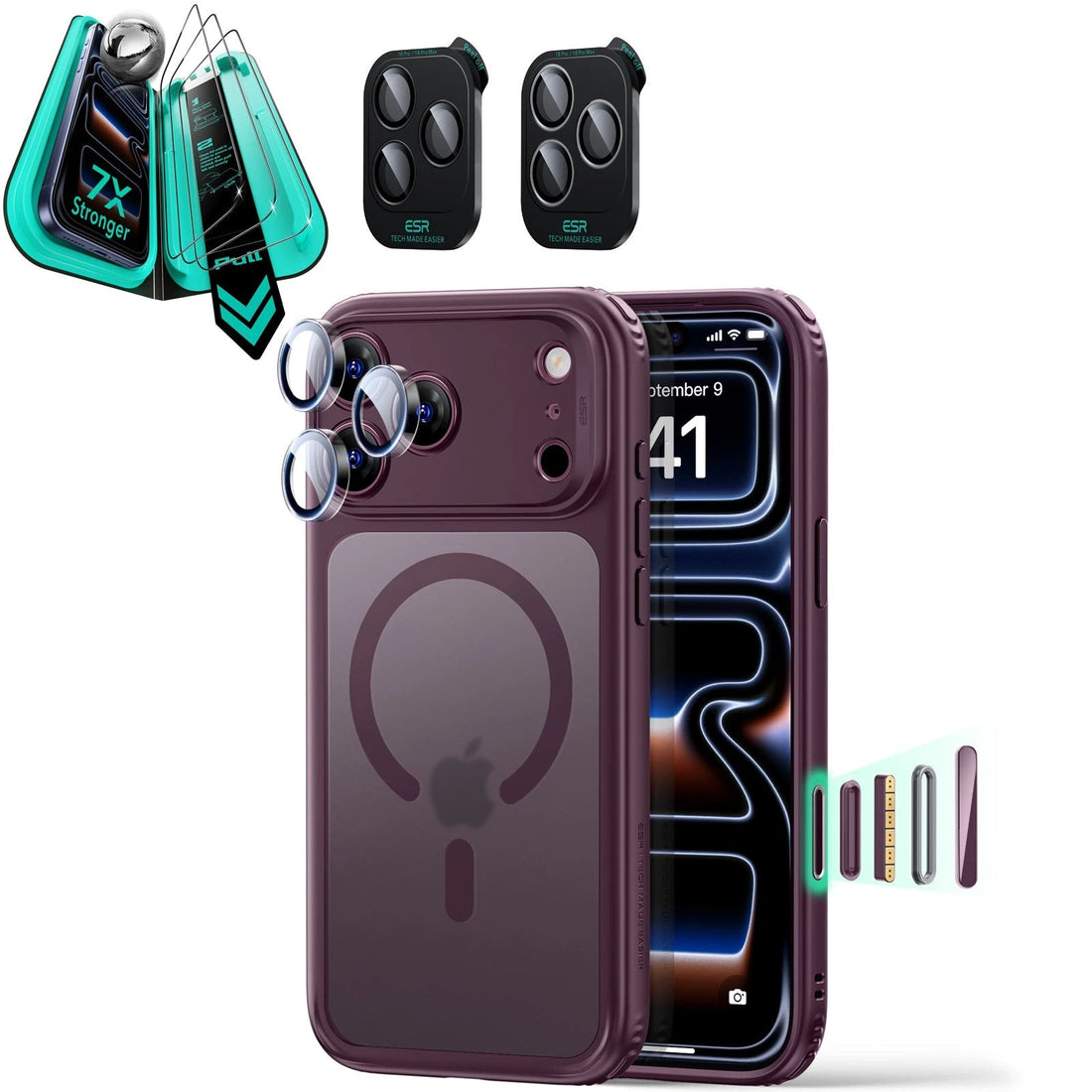 iPhone 18 Pro Max Bundle Classic Hybrid Magnetic Case & Armorite®️ Screen Protector - Frosted Deep Burgundy ESR ESR