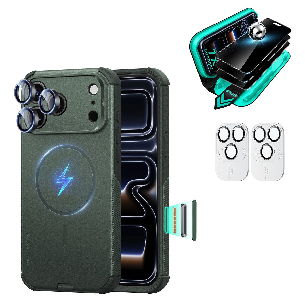 iPhone 18 Pro Max Bundle Cyber Tough Magnetic Case & Armorite®️ Privacy Screen Protector - Olive Green ESR ESR