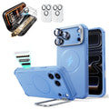 Misty Blue iPhone 18 Pro Max Cyebr Tough Magsafe Phone Case with Stand pair corning glass  screen protector and camera lens protector