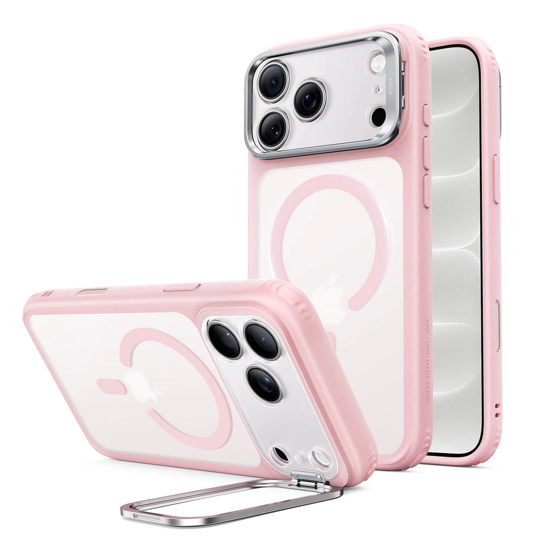 Frosted Pink iPhone 18 Pro Max Magsafe Slim Phone Case with Stand