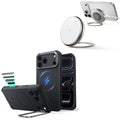 iPhone 18 Pro Max Cyber Tough Magnetic Case with Camera Control and Flex Stand, Plus Cyclone 25W Magnetic Charging Pad Bundle - Black