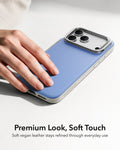 ESR Misty Blue Leather iPhone 18 Pro Magsafe Case with Stand Premium Look, Soft Touch