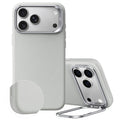 Light Gray Vegan Leather iPhone 18 Pro Magsafe Case with Stand