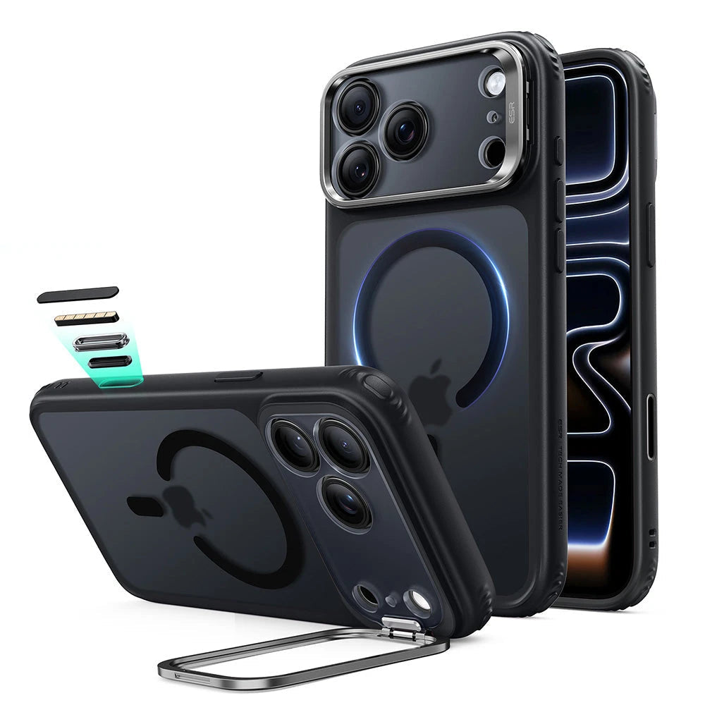 Frosted Black iPhone 18 Pro Max Magsafe Slim Phone Case with Stand