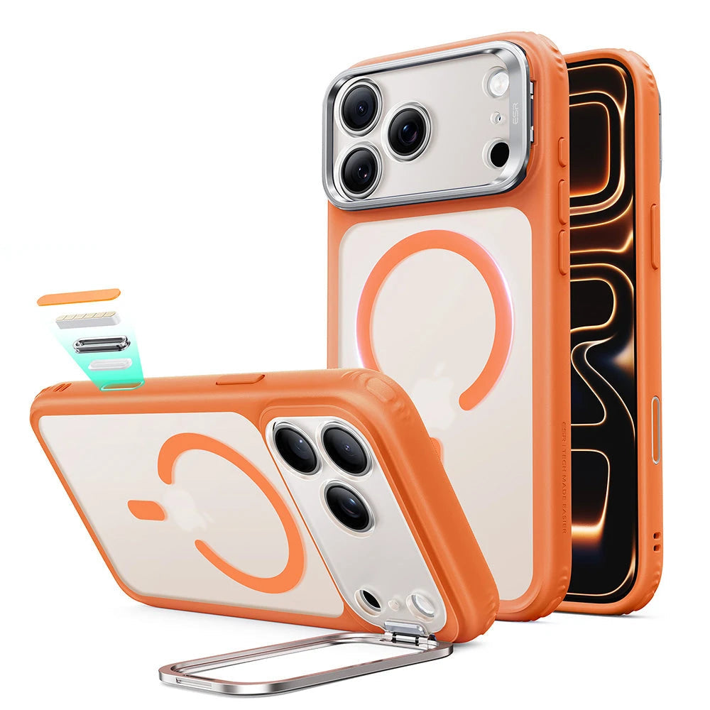 Frosted Orange iPhone 18 Pro Magsafe Slim Phone Case with Stand