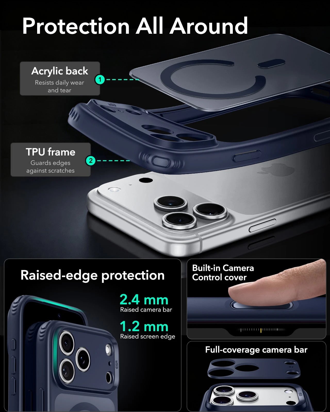 ESR Frosted Blue iPhone 18 Pro Max Magsafe Slim Phone Case Protection All Around