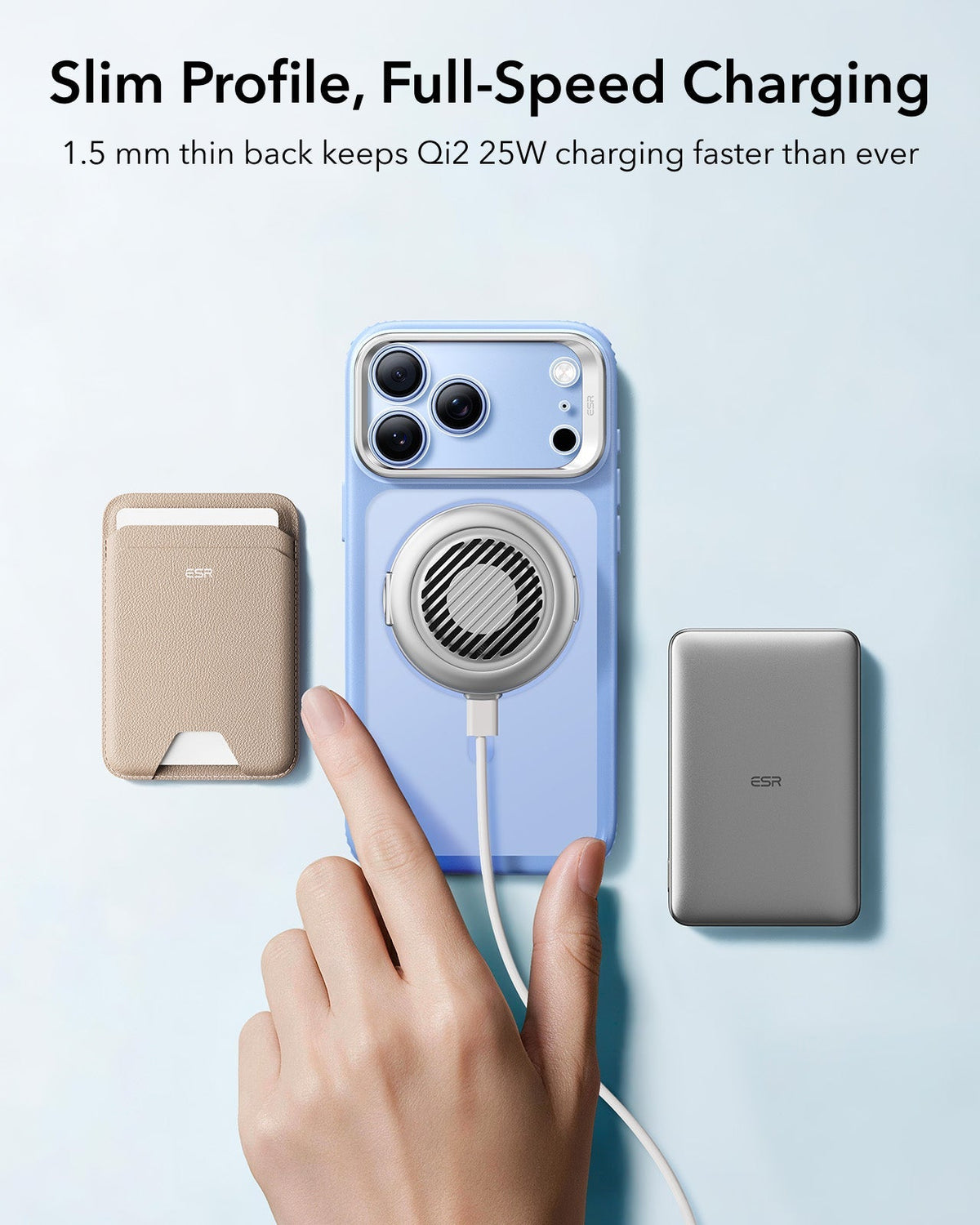 ESR Frosted Misty Blue iPhone 18 Pro Max Magsafe Slim Phone Case with Stand Slim Profile, Full-Speed Charging