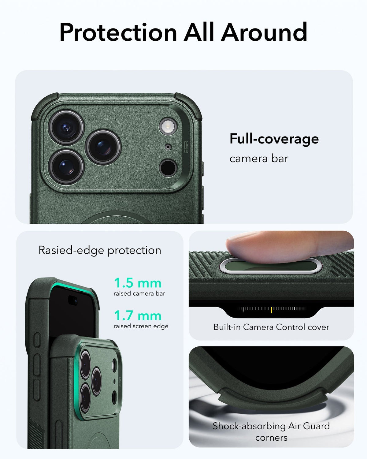 ESR Olive Green iPhone 18 Pro Max Case Tough Phone Case with Magsafe Protection All Around
