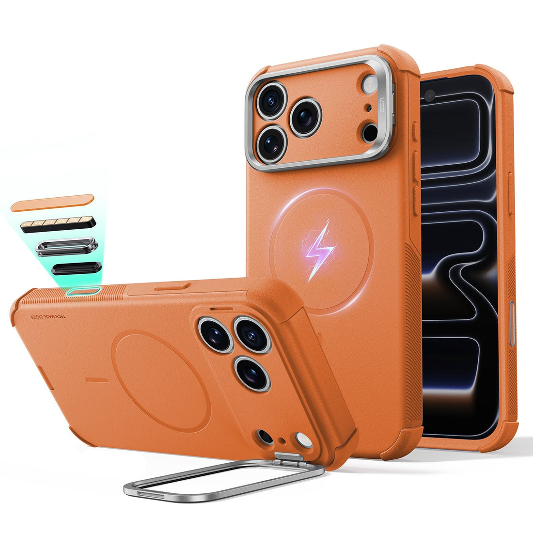 Orange iPhone 18 Pro Max Tough Phone Case Magsafe with Stand