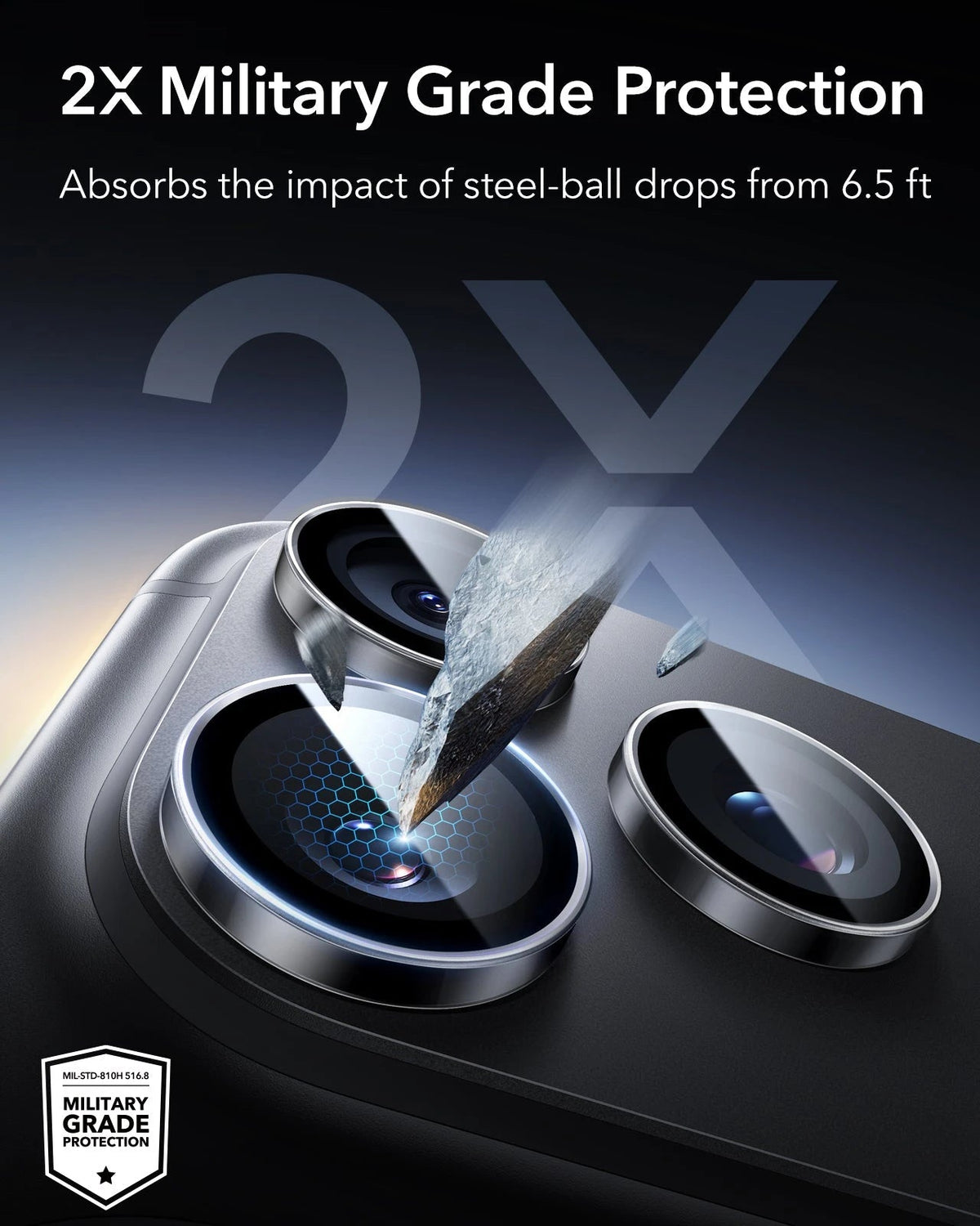 ESR Clear iPhone 18 Pro/Pro Max Armorite Camera Lens Protector 2X Military Grade Protection