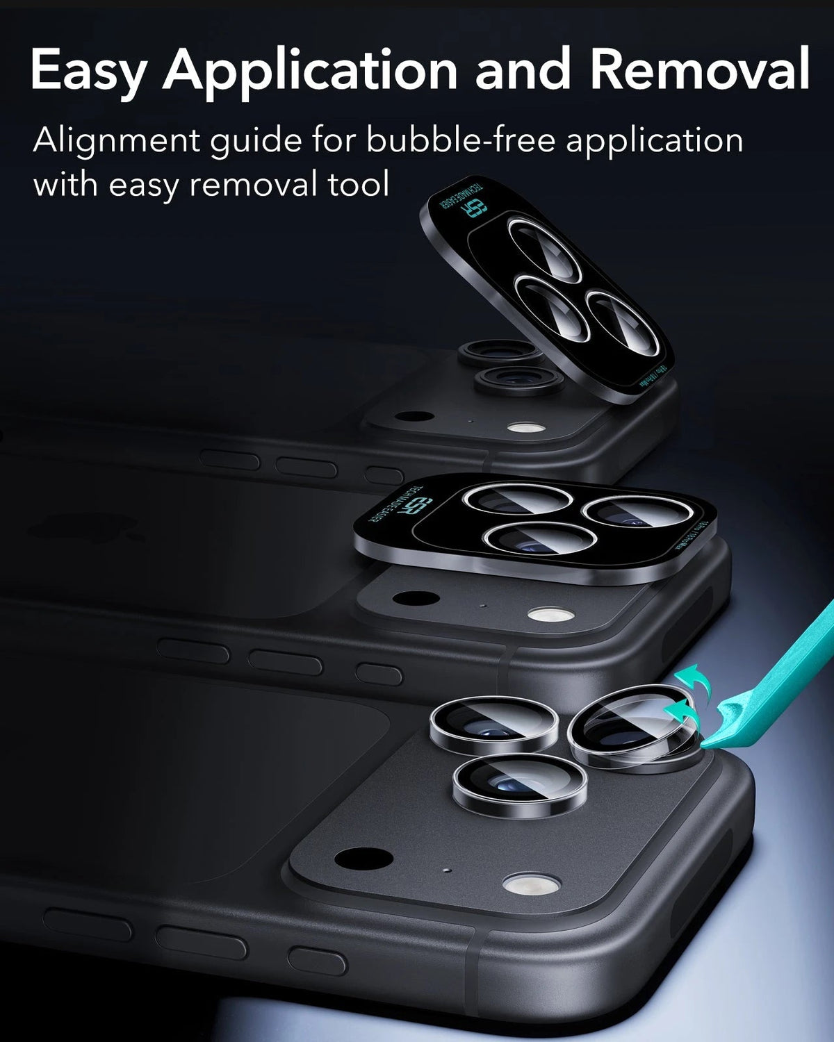 ESR Clear iPhone 18 Pro/Pro Max Armorite Camera Lens Protector Easy Application and Removal