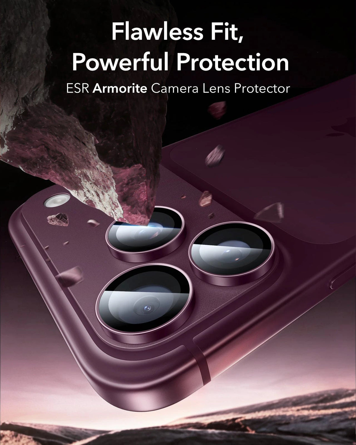 ESR Deep Burgundy iPhone 18 Pro/Pro Max Armorite Camera Lens Protector Flawless Fit,  Powerful Protection