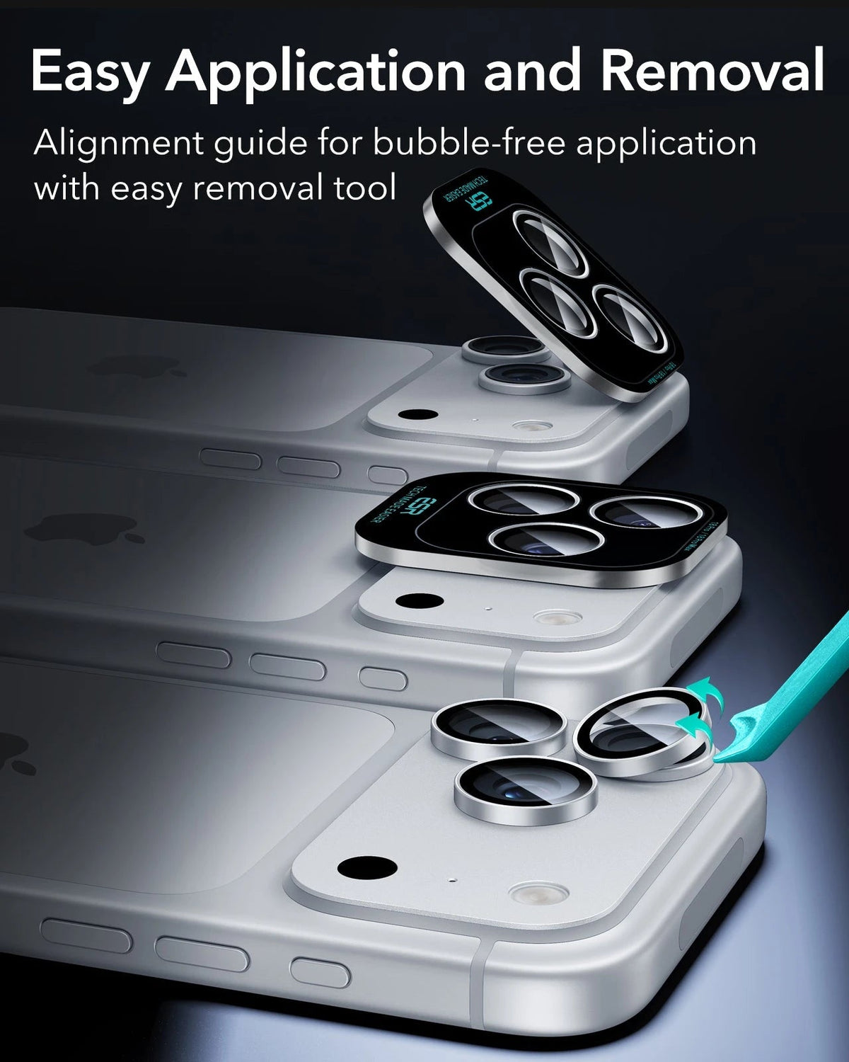 ESR Silver iPhone 18 Pro/Pro Max Armorite Camera Lens Protector Easy Application and Removal