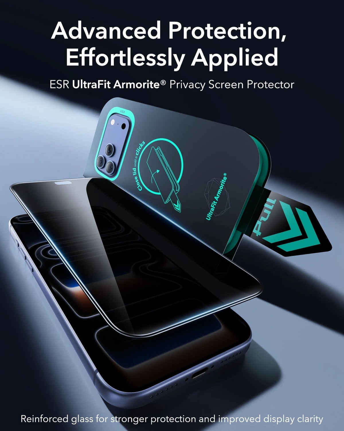 ESR iPhone 18 Pro Armorite Tempered Glass Privacy Screen Protecor Advanced Protection,  Effortlessly Applied