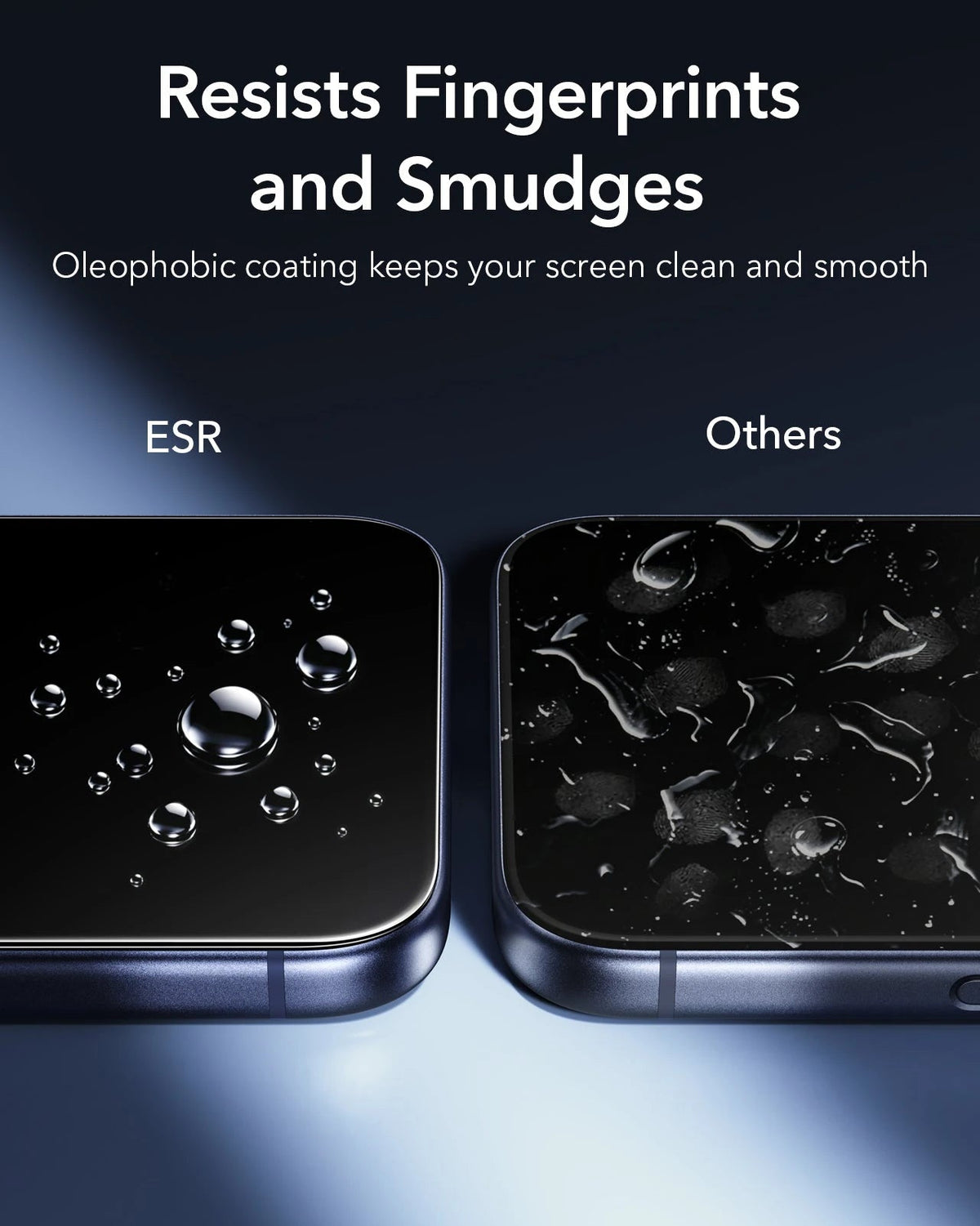 ESR iPhone 18 Pro Armorite Tempered Glass Screen Protecor Resists Fingerprints and Smudges