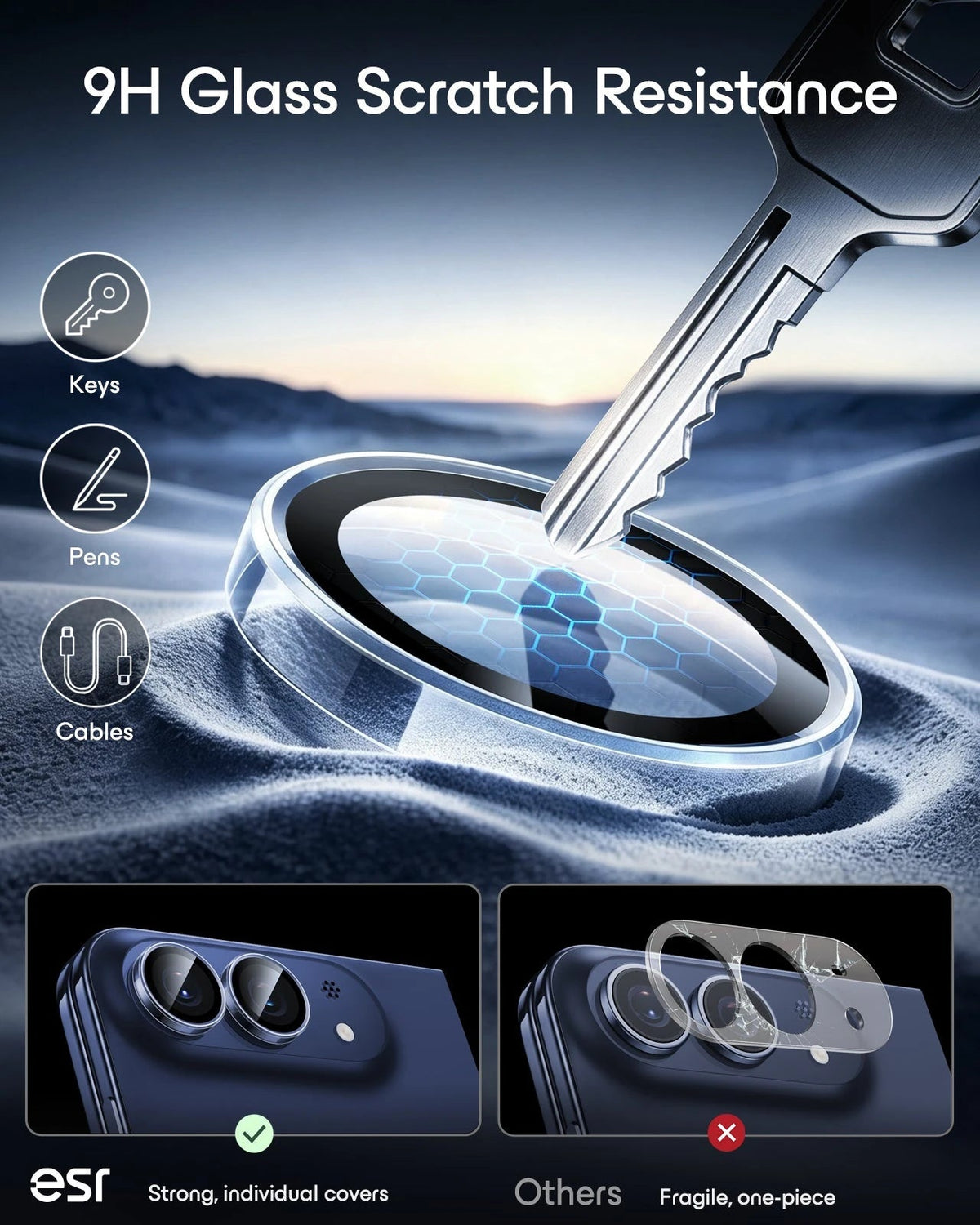 ESR Clear iPhone Duo Armorite Camera Lens Protector 9H Glass Scratch Resistance