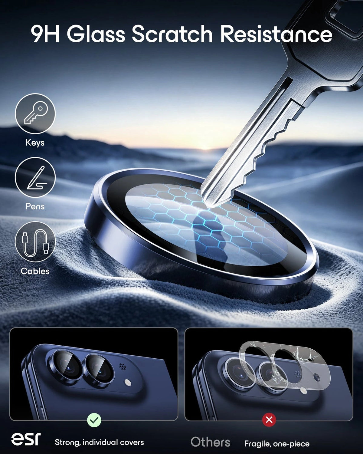 esr Blue iPhone Duo Armorite Camera Lens Protector 9H Glass Scratch Resistance