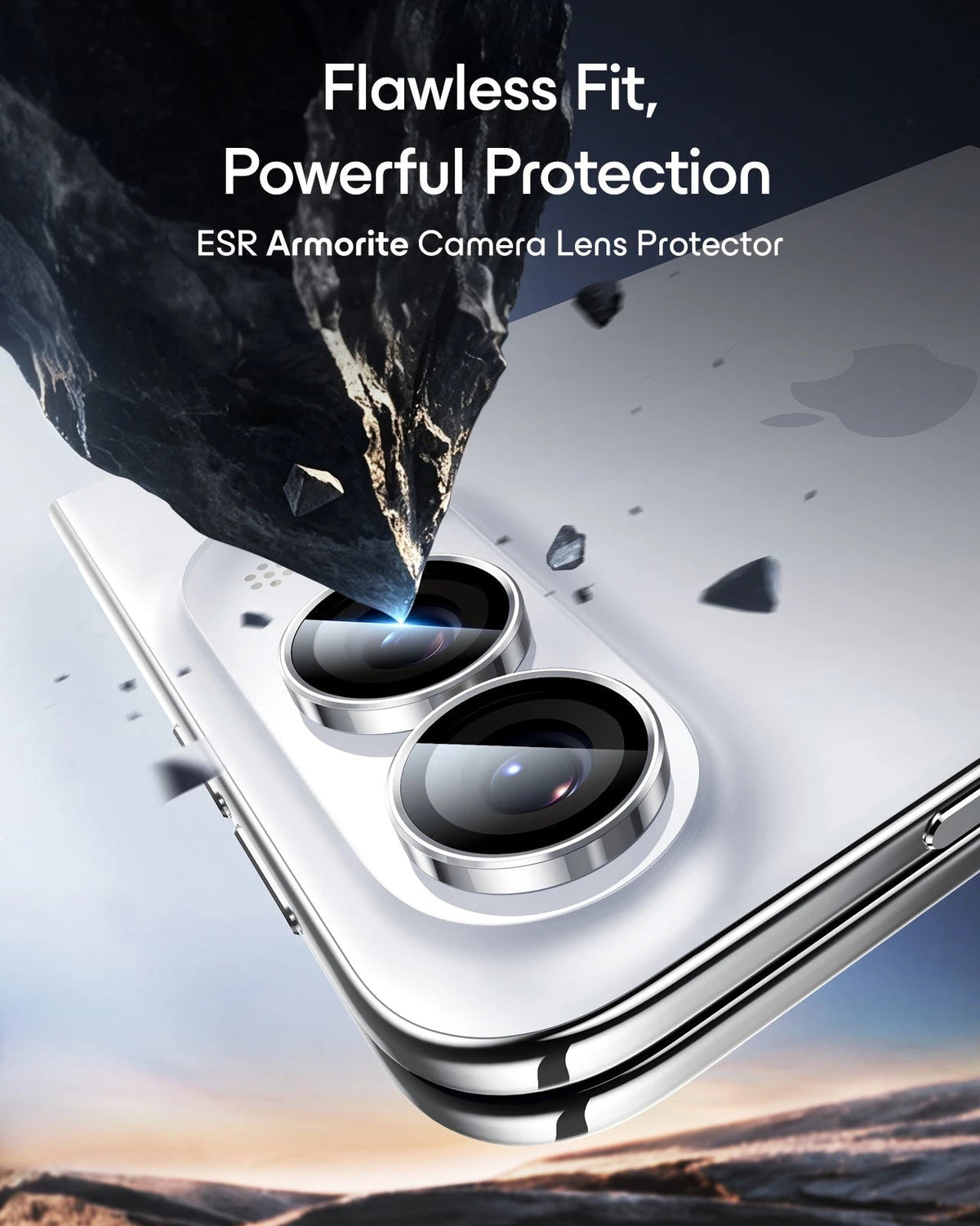 esr Silver iPhone Duo Armorite Camera Lens Protector Flawless Fit,  Powerful Protection